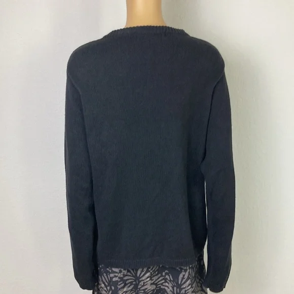 Victoria Jones Black Embroidered Christmas Holiday Cardigan Leopard Print Medium - Picture 5 of 15